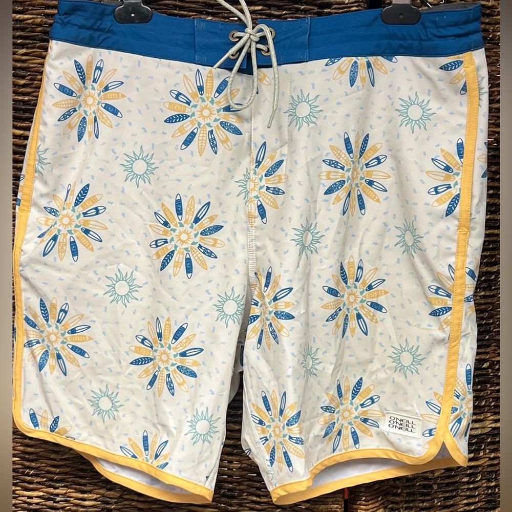 O’Neill- Men's Blue/Yellow/White Swim Shorts,‎ Size:34